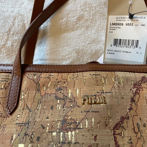 NWT Alviero Martini (Italian Luxury Brand) Limited Edition Cork Large MAP Tote - Picture 4 of 13